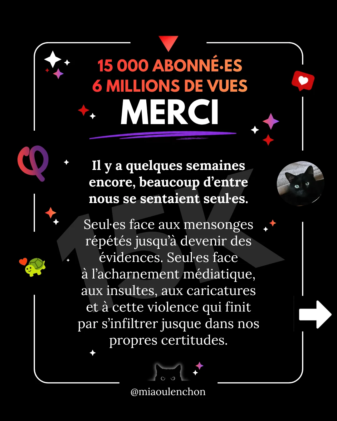 15 000 abonné·es, 6 millions de vues : merci — diapositive 1