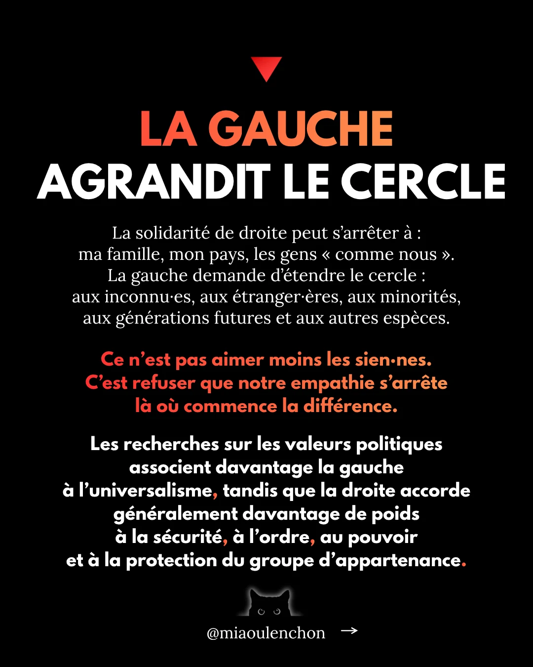 Diapositive 7 sur 17 : LA GAUCHE AGRANDIT LE CERCLE La solidarité de droite peut s'arrêter à : ma famille, mon pays, les…
