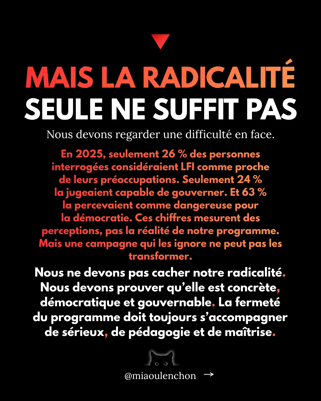 La radicalité : la cohérence centrale pour gagner en 2027 — diapositive 9